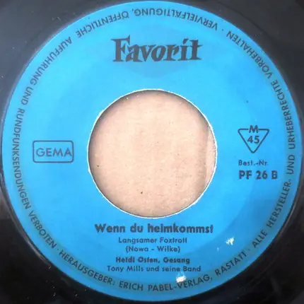 Helmut Fürst / Heidi Osten - Adieu - Lebwohl - Goodbye / Wenn Du Heimkommst