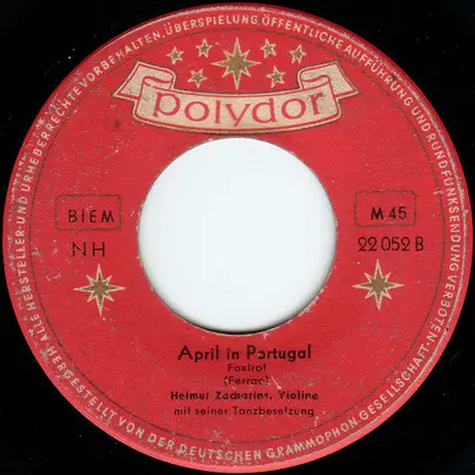 Helmut Zacharias Mit Seiner Tanz-Besetzung - Ding-Dong-Boogie / April In Portugal