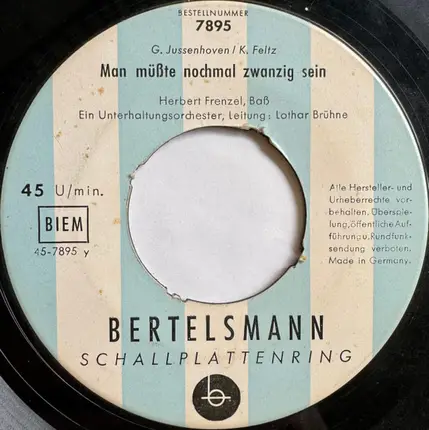 Herbert Frenzel - Schütt' Die Sorgen In Ein Gläschen Wein / Man Müßte Nochmal Zwanzig Sein