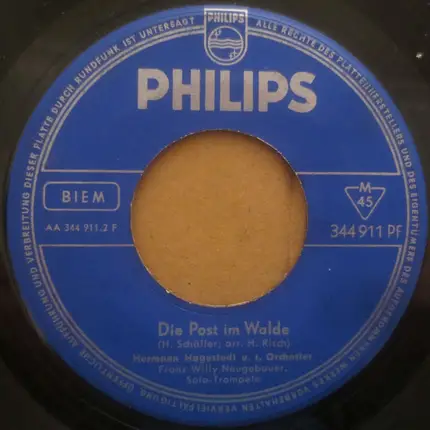 Hermann Hagestedt Mit Seinem Orchester , Franz Willy Neugebauer - Behüt' Dich Gott / Die Post Im Walde