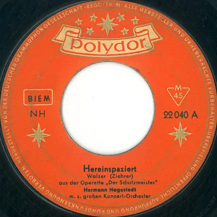 Hermann Hagestedt Mit Seinem Orchester - Hereinspaziert