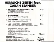 CD Single - Herrliche Zeiten Featuring Zarah Leander - Zarah Im Sound Der 90er Jahre
