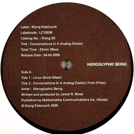 Hieroglyphic Being - Conversations In A Analog Dialect