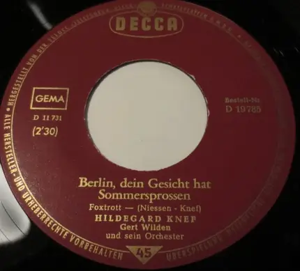 Hildegard Knef - Berlin, Dein Gesicht Hat Sommersprossen