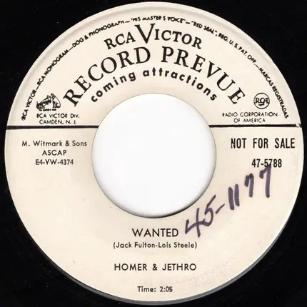 Homer And Jethro - Hernando's Hideaway / Wanted