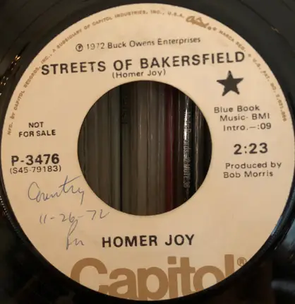 Homer Joy - Streets Of Bakersfield / Make Me Glad I Came