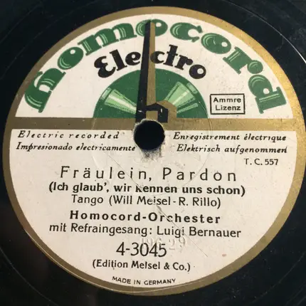 Homocord Orchester - Fräulein, Pardon / Wenn Du Einmal Dein Herz Verschenkst, Dann Schenk' Es Mir