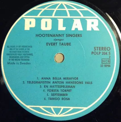 Hootenanny Singers - Hootenanny Singers Sjunger Evert Taube