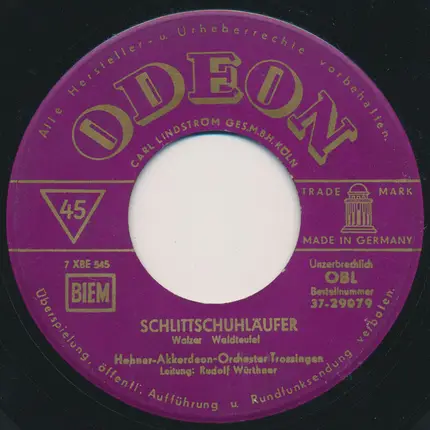 Hohner-Harmonika-Orchester Leitung: Rudolf Würthner - Schlittschuhläufer / Kuckuckswalzer