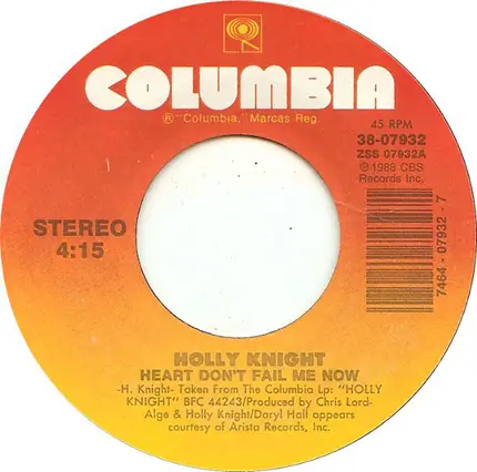 Holly Knight - Heart Don't Fail Me Now