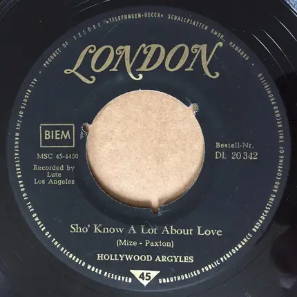 Hollywood Argyles - Alley-Oop / Sho' Know A Lot About Love