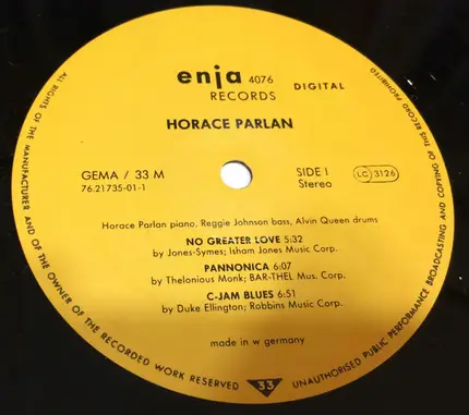 Horace Parlan Trio - Pannonica