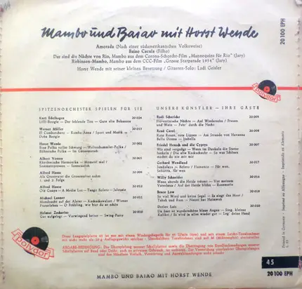 Horst Wende - Mambo Und Baiao Mit Horst Wende