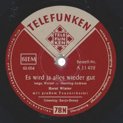 Horst Winter , Tanzorchester Des NWDR, Hamburg , Franz Thon / Horst Winter - Banjo-Benny / Es Wird Ja Alles Wieder Gut