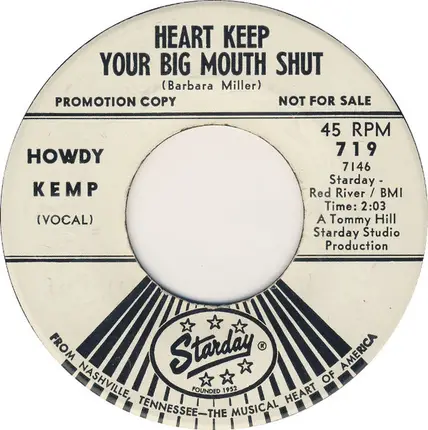 Howdy Kempf - Heart Keep Your Big Mouth Shut / Angels Don't Love Like You Do