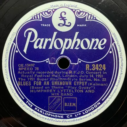 Humphrey Lyttelton And His Band - It Makes My Love Come Down / Blues From An Unknown Gypsy