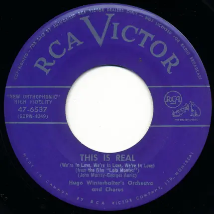 Hugo Winterhalter's Orchestra And Chorus - Canadian Sunset / This Is Real