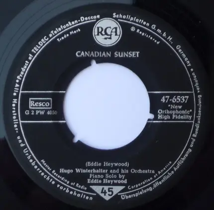 Hugo Winterhalter's Orchestra And Chorus - This Is Real / Canadian Sunset