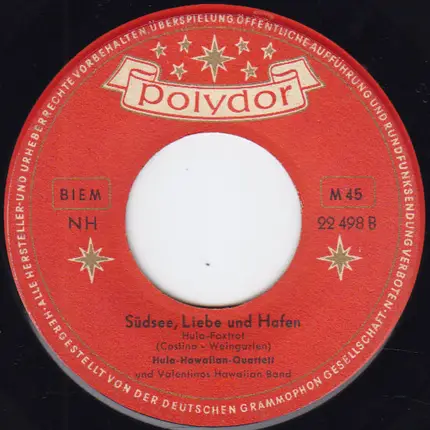 Hula Hawaiian Quartett - Nimm Diesen Goldring Mit In Die Welt / Südsee, Liebe Und Hafen