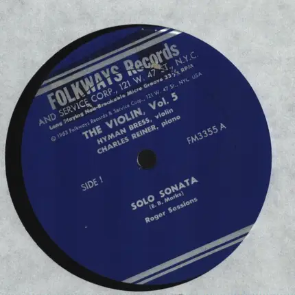 Hyman Bress / Charles Reiner / Roger Sessions / Anton Webern / Alois Hába - The Violin Vol. 5