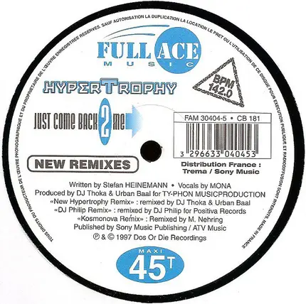 Hypertrophy - Just Come Back 2 Me (New Remixes)
