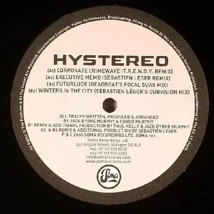 Hystereo - Winters In The City / Executive Memo (Remixes)