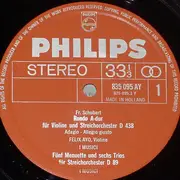 LP - Schubert / Mendelssohn-Bartholdy - Rondo A-dur Für Violine Und Streichorchester - Fünf Menuette Und Sechs Trios Für Streichorchester / Symphonie Nr. 9 C-moll - Stereo