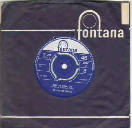 Ian & The Zodiacs - Wade In The Water / Come On Along, Girl