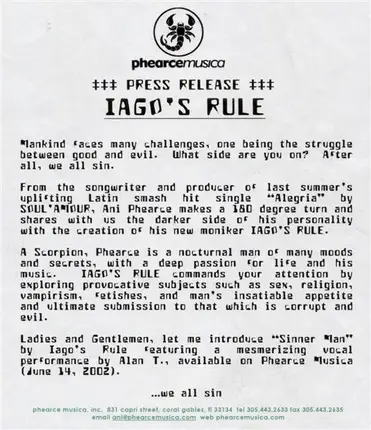 Iago's Rule - Sinner Man