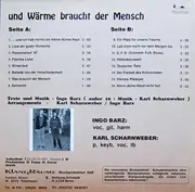LP - Ingo Barz Feat. Karl Scharnweber - Und Alle Brauchen Wärme - Gatefold
