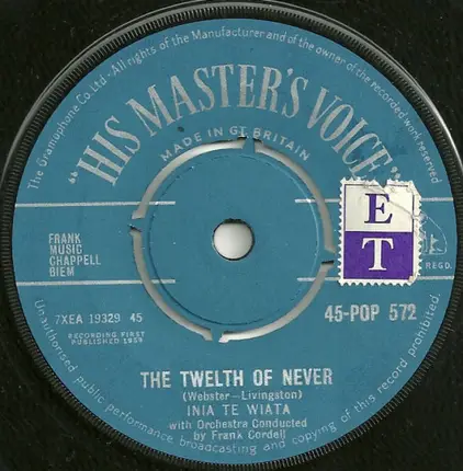 Inia Te Wiata - Yellow Bird / The Twelth Of Never