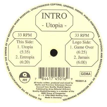 Intro - Utopia / Entropia / Game Over / Jamais