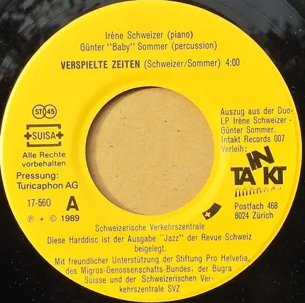 Irene Schweizer , Günter Sommer - Verspielte Zeiten
