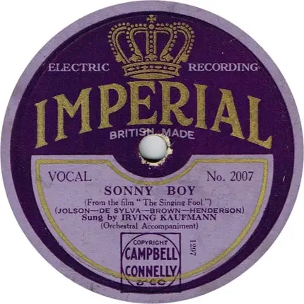 Irving Kaufman - There's A Rainbow 'Round My Shoulder / Sonny Boy