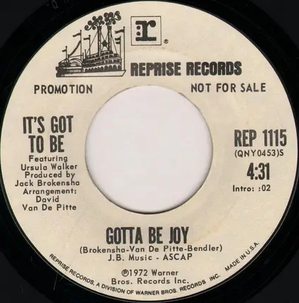 It's Got To Be - Put A Little Joy / Gotta Be Joy