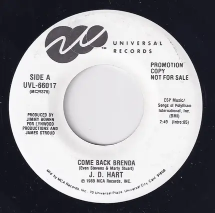 J. D. Hart - Come Back Brenda