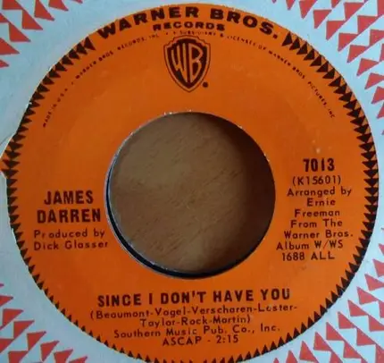 James Darren - I Miss You So / Since I Don't Have You