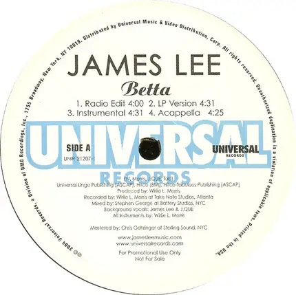 James Lee - Betta / What you Gonna Do ? feat. Bristal
