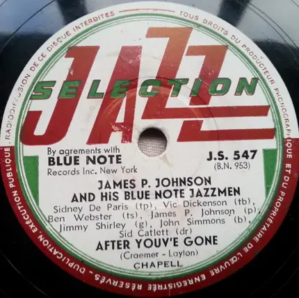 James P. Johnson's Blue Note Jazzmen - Joy-Mentin' / After You've Gone