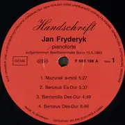 LP - Jan Fryderyk - Handschrift - Booklet