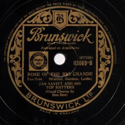 Jan Savitt And His Top Hatters - Blues In The Groove / Rose Of The Rio Grande