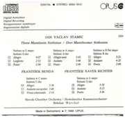 CD - Jan Václav Antonín Stamic , František Benda , Franz Xaver Richter - Symphonies