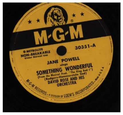 Jane Powell With David Rose & His Orchestra - Something Wonderful / I Whistle A Happy Tune
