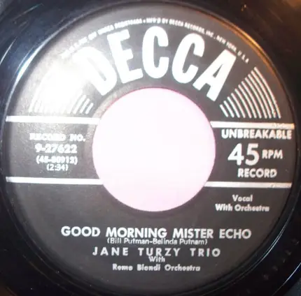 Jane Turzy Trio With Remo Biondi Orchestra - Be Doggone Sure You Call