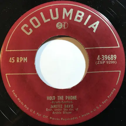 Janette Davis - Gonna Get Along Without Ya Now / Hold the Phone