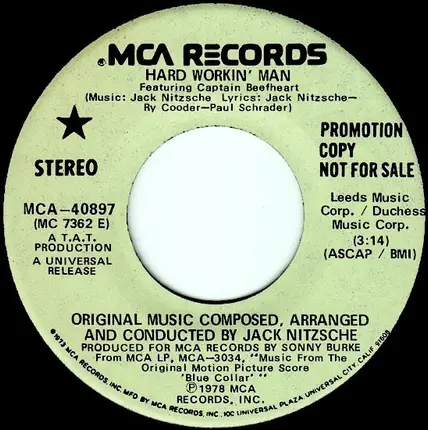 Jack Nitzsche Featuring Captain Beefheart - Hard Workin' Man