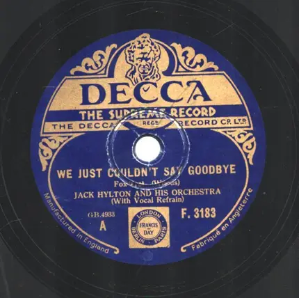 Jack Hylton And His Orchestra - We Just Couldn't Say Goodbye / In A Shanty In Old Shanty Town