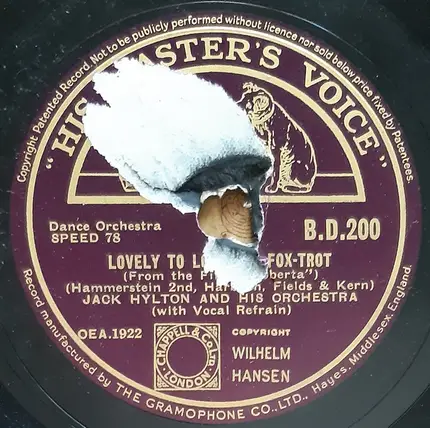 Jack Hylton And His Orchestra - I Won't Dance / Lovely To Look At