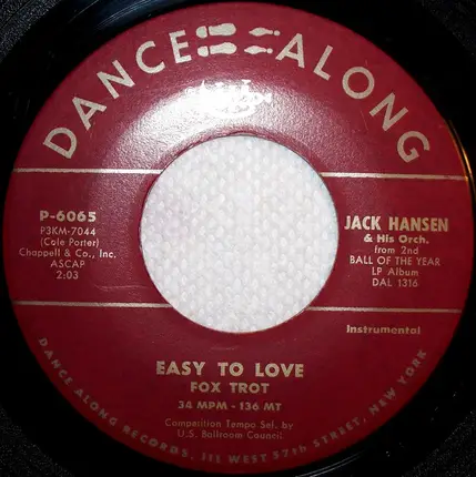 Jack Hansen And His Orchestra - Easy To Love / Cherokee