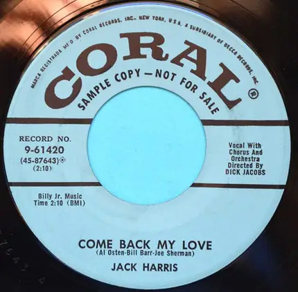 Jack Harris - Come Back My Love